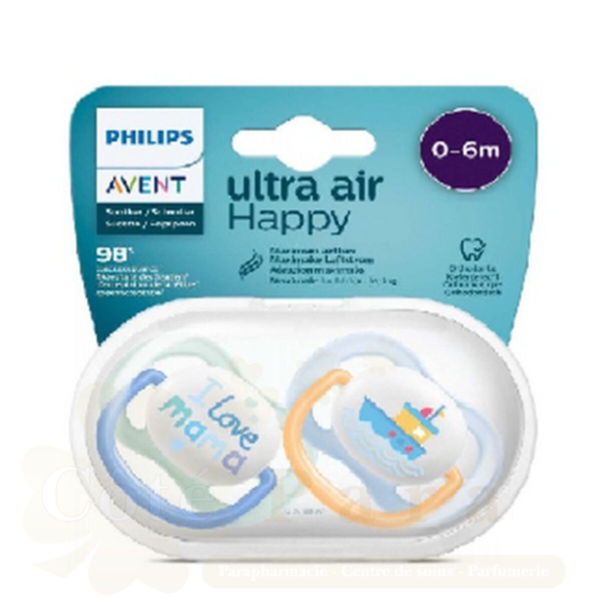 AVENT 2 SUCETTES ULTRA AIR HAPPY 0-6 BOY/MAM/BOA SCF080/01 AVENT 2 SUCETTES ULTRA AIR HAPPY 0-6 BOY/MAM/BOA SCF080/01