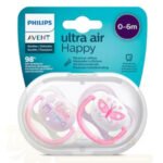 AVENT 2 SUCETTES ULTRA AIR HAPPY 0-6 GIRL/MAM/BFL SCF080/02