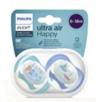 AVENT 2 SUCETTES ULTRA AIR HAPPY 6-18 BOY/PAP/BOAT SCF080/03