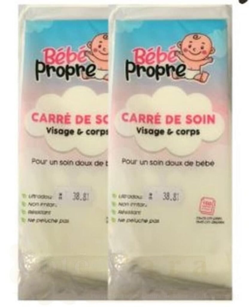 BEBE PROPRE CARRE DE SOIN 100 UNITES LOT DE 2