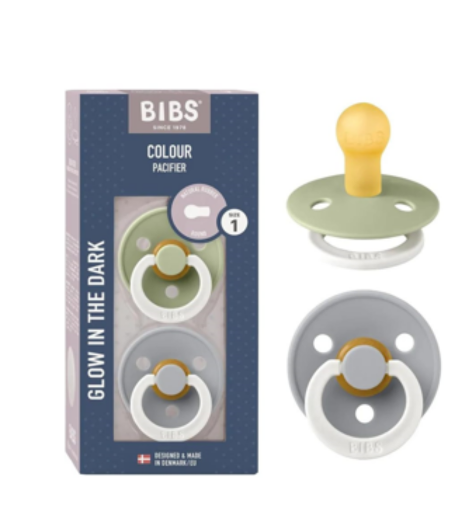 BIBS SUPREME SILICONE 2 SUCETTES SAGE GLOW / COULD GLOW TAILLE 1 REF 160356