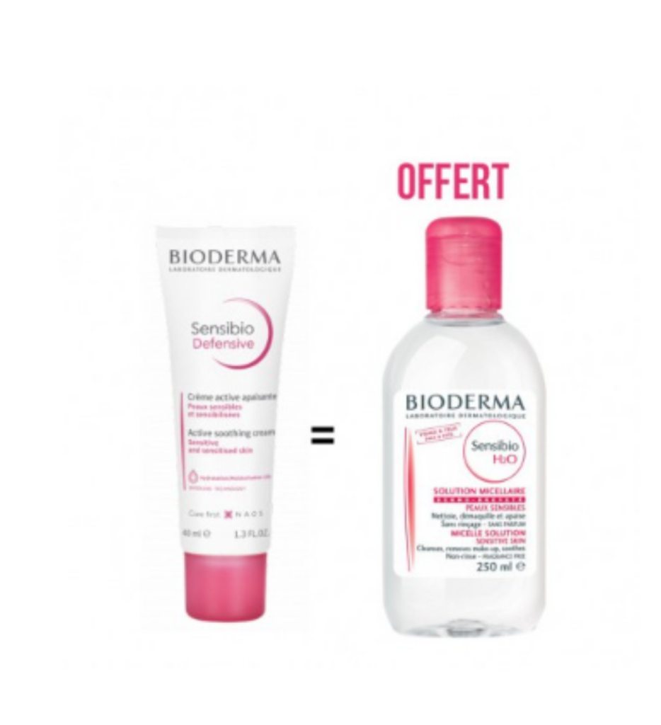 BIODERMA COFFRET SENSIBIO DEFFENSIVE LIGHT 40ML +SENSIBIO GEL MOUSSANT 200ML (-50% SUR LE 2EME)