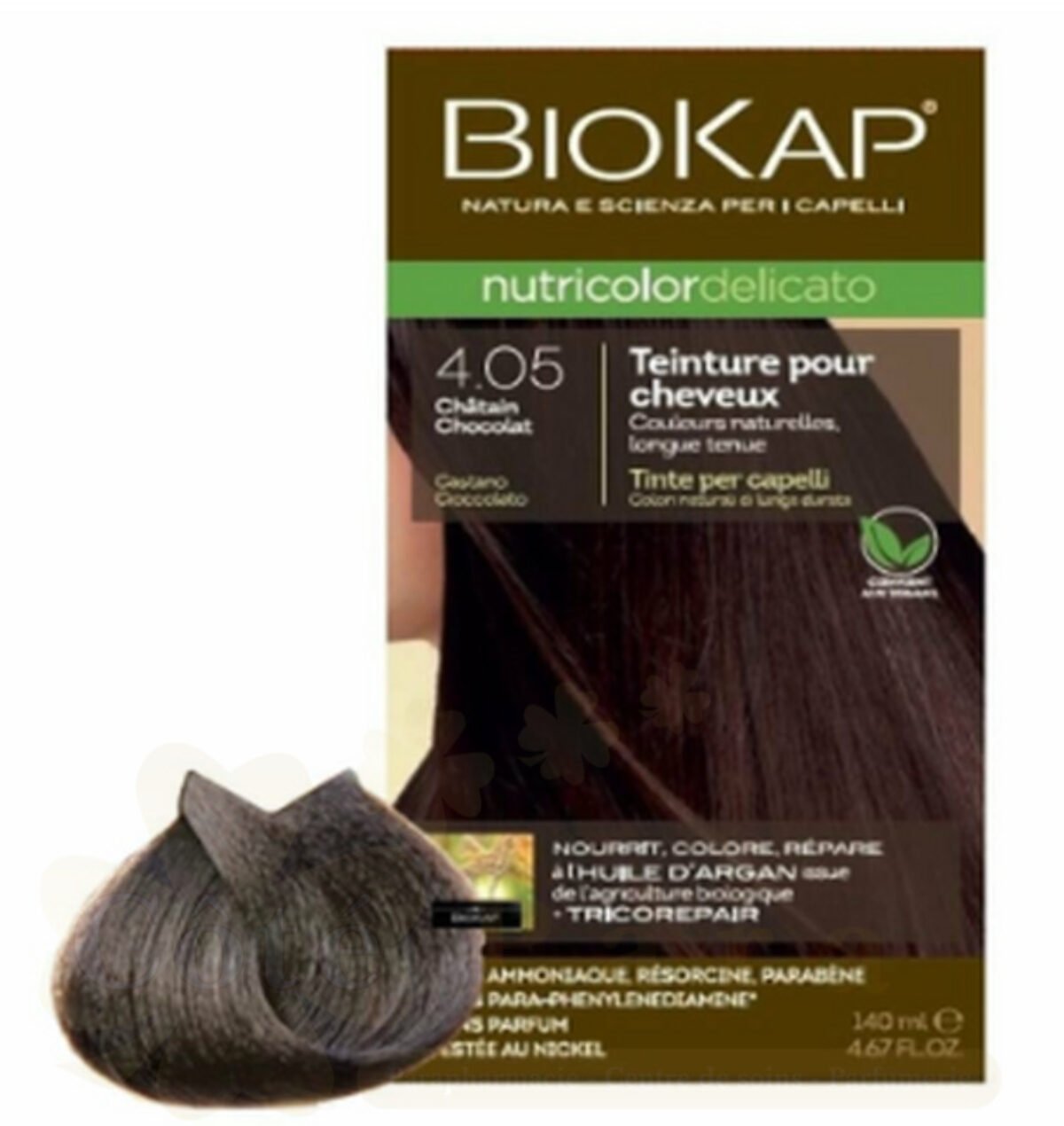 BIOKAP NUTRICOLOR DELICATO 4.05 CHATAIN CHOCOLAT BIOKAP NUTRICOLOR DELICATO 4.05 CHATAIN CHOCOLAT