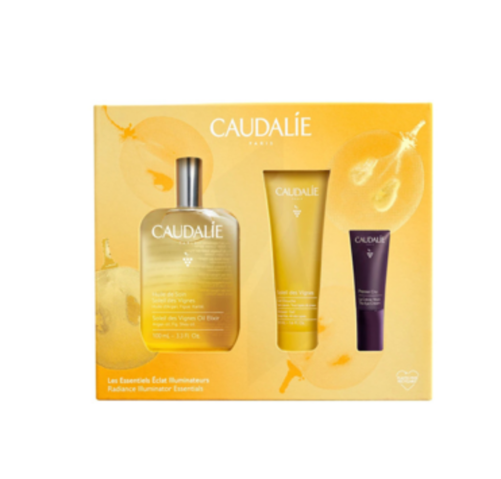 CAUDALIE COFFRET HUILE ELIXIR SOLEIL DES VIGNES 50ML ESSENTIELS CORPS PEAU SECHE NUTRITION