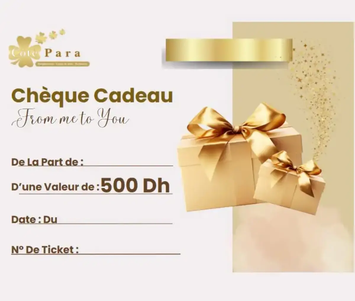 Chèque cadeau d’une valeur de 500 Dh Chèque cadeau d’une valeur de 500 Dh