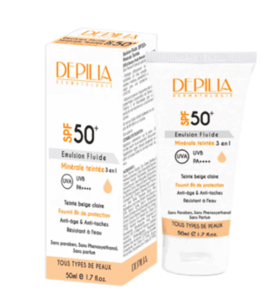 DEPILIA ECRAN SOLAIRE TEINTE MINERALE SPF50+ 50ML