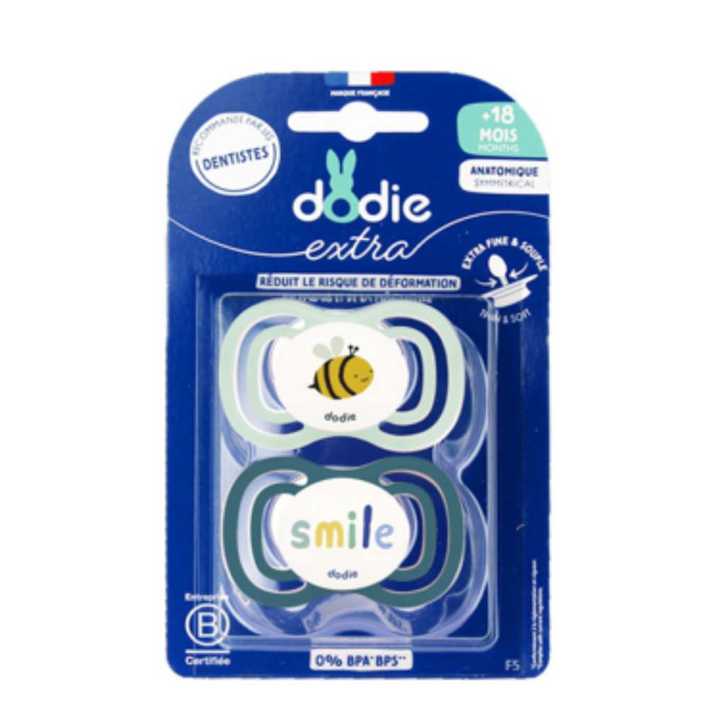 DODIE 2 SUCETTES ANATOMIQUE EXTRA FINE VERT 18M+ F6