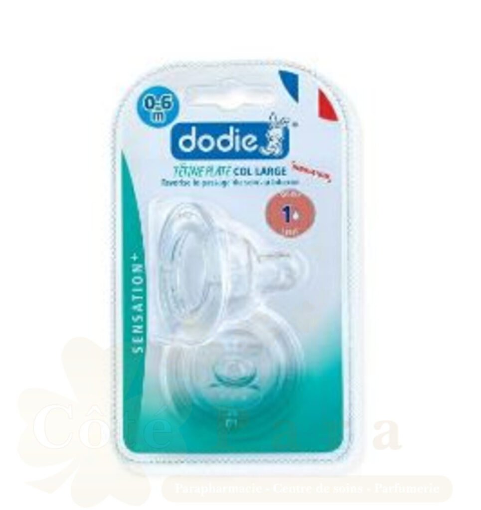 DODIE 2 TETINES PLATE SENSATION+ COL LARGE D1 0-6M