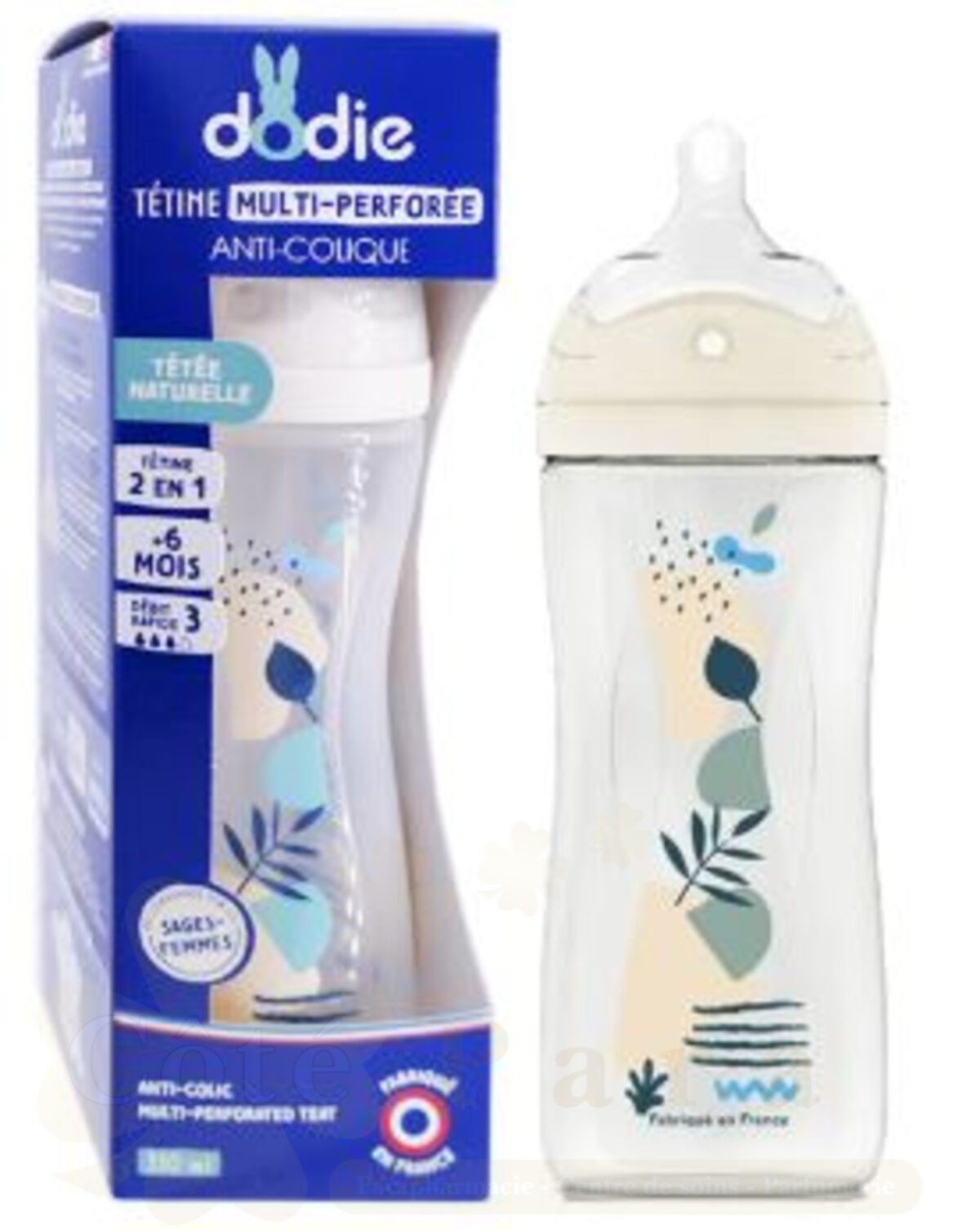 DODIE BIBERON ANTI COLIQUE D3 AVEC TETINE MULTI PERFOREE 6M+ BLEU 330ML DODIE BIBERON ANTI COLIQUE D3 AVEC TETINE MULTI PERFOREE 6M+ BLEU 330ML