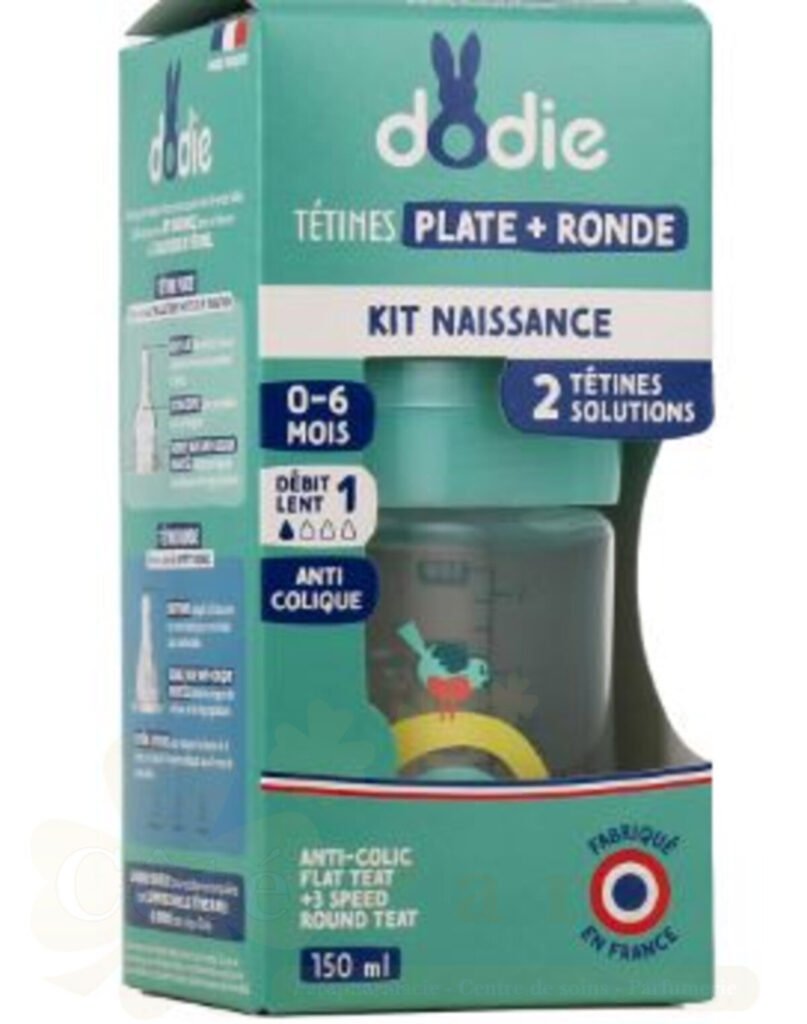 DODIE BIBERON SENSATION+ 150ML CACHE CACHE 0-6 M TETINE PLATE + TETINE RONDE D1 12708