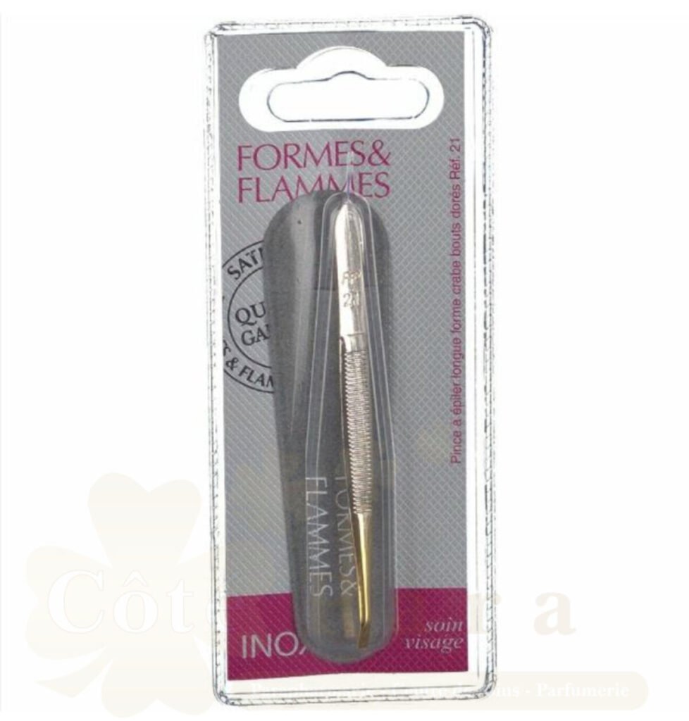 FORMES&FLAMMES PINCE A EPILER ACIER FORGE BOUTS DORES FORMES CRABE 8CM REF 14