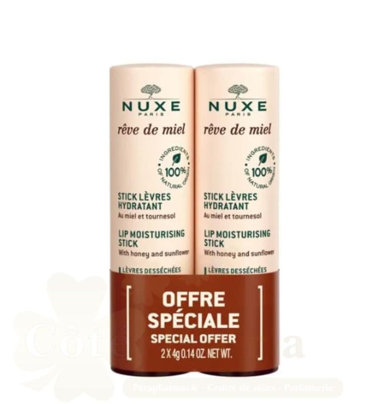 NUXE REVE DE MIEL STICK LEVRES *4G LOT DE 2 NUXE REVE DE MIEL STICK LEVRES *4G LOT DE 2