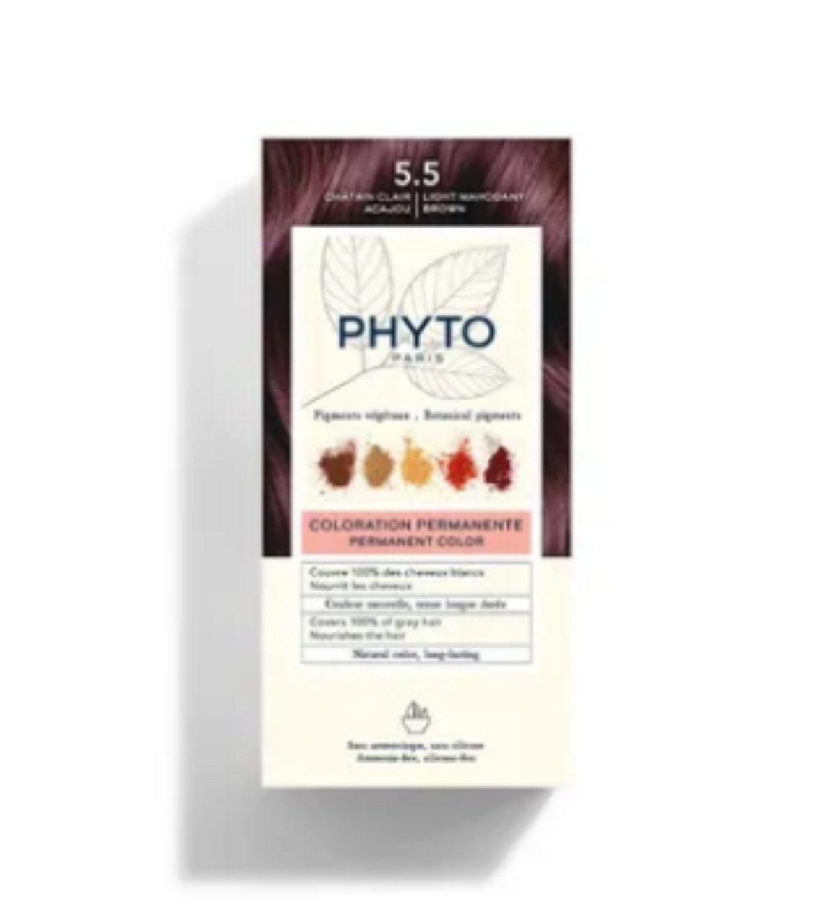 PHYTO PHYTOCOLOR COLORATION PERMANENTE 5.5 CHATAIN CLAIR ACAJOU PHYTO PHYTOCOLOR COLORATION PERMANENTE 5.5 CHATAIN CLAIR ACAJOU