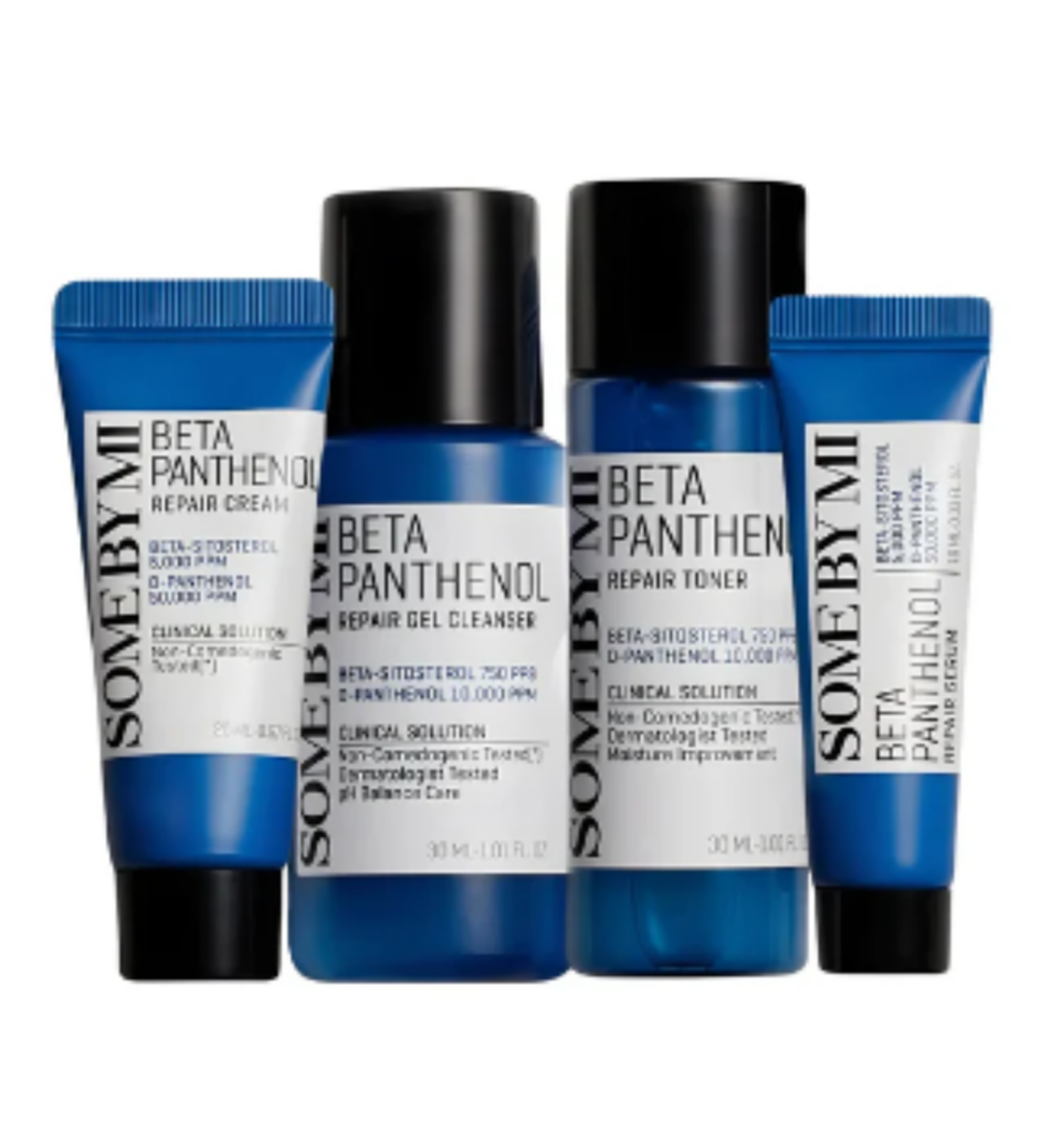SOME BY MI BETA PANTHENOL REPAIR STARTER KIT (Cleanser 30ml, Toner 30ml, Serum 10ml, Cream 20ml)