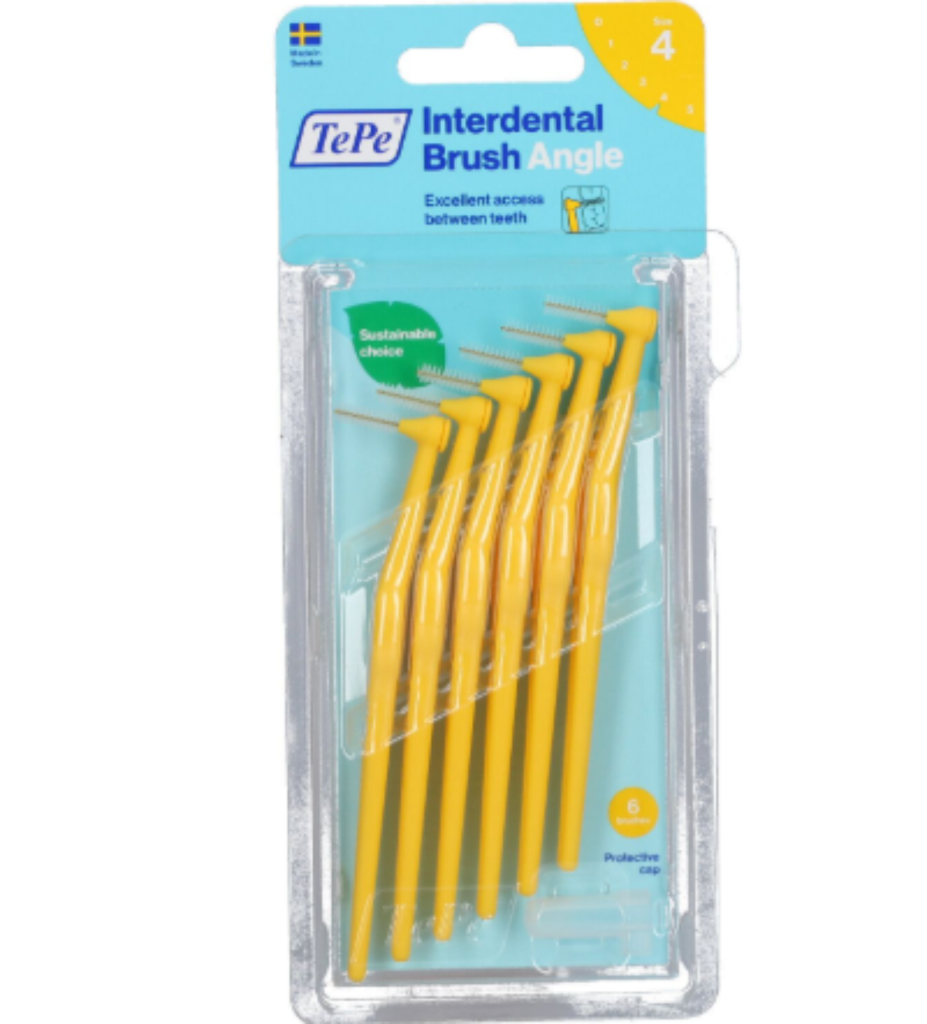 TEPE BROSSETTES INTERDENTAIRES ANGLE JAUNE 0.7MM TAILLE 4 * 6PCS 18240/2