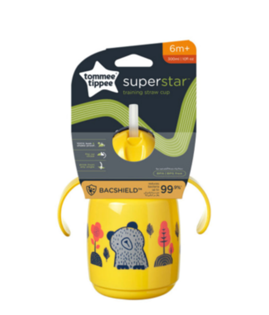 TOMMEE TIPPEE TASSE A PAILLE SUPERSTAR 300ML 6M+ JAUNE 447831-J