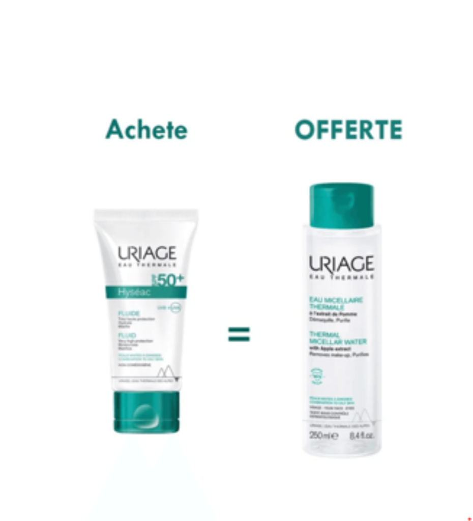 URIAGE COFFRET HYSEAC SPF50+ 50ML +EAU MICELLAIRE PMG 250ML OFFERT