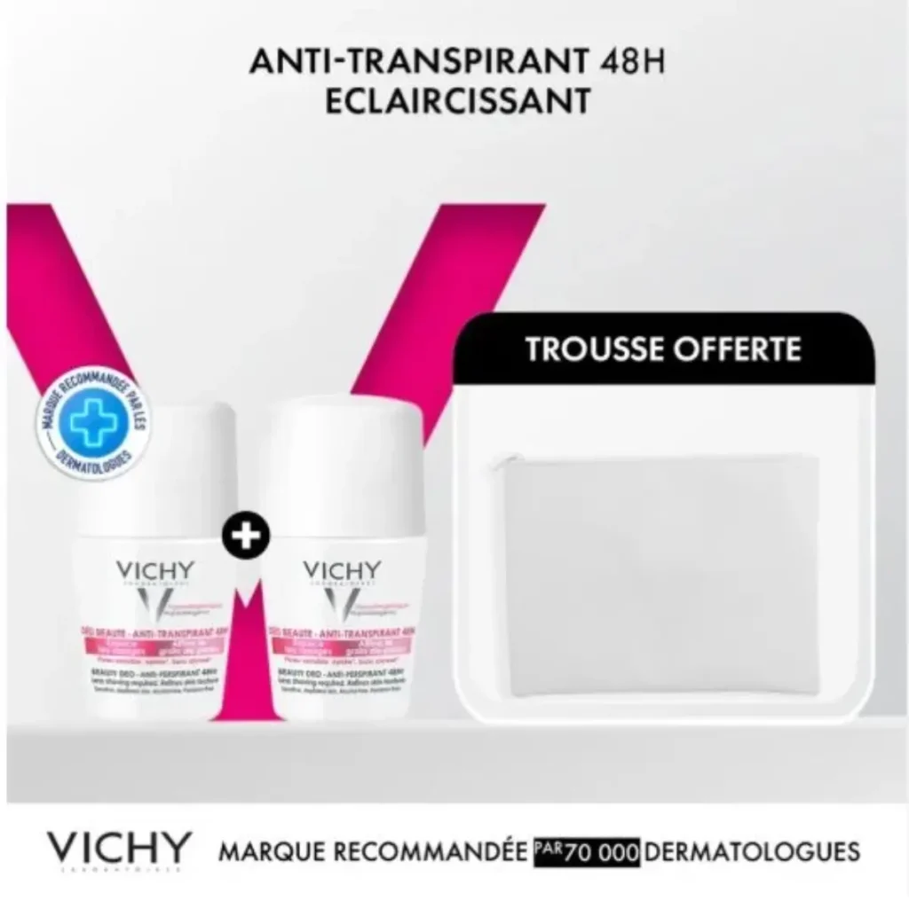 VICHY DEO BILLE ECLAIRCISSANT 50ML LOT DE 2 + TROUSSE OFFERTE